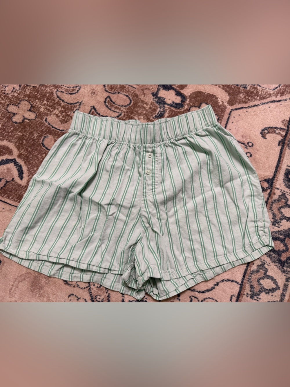 Colsie Mint Green Striped High-Waist Women's Shorts